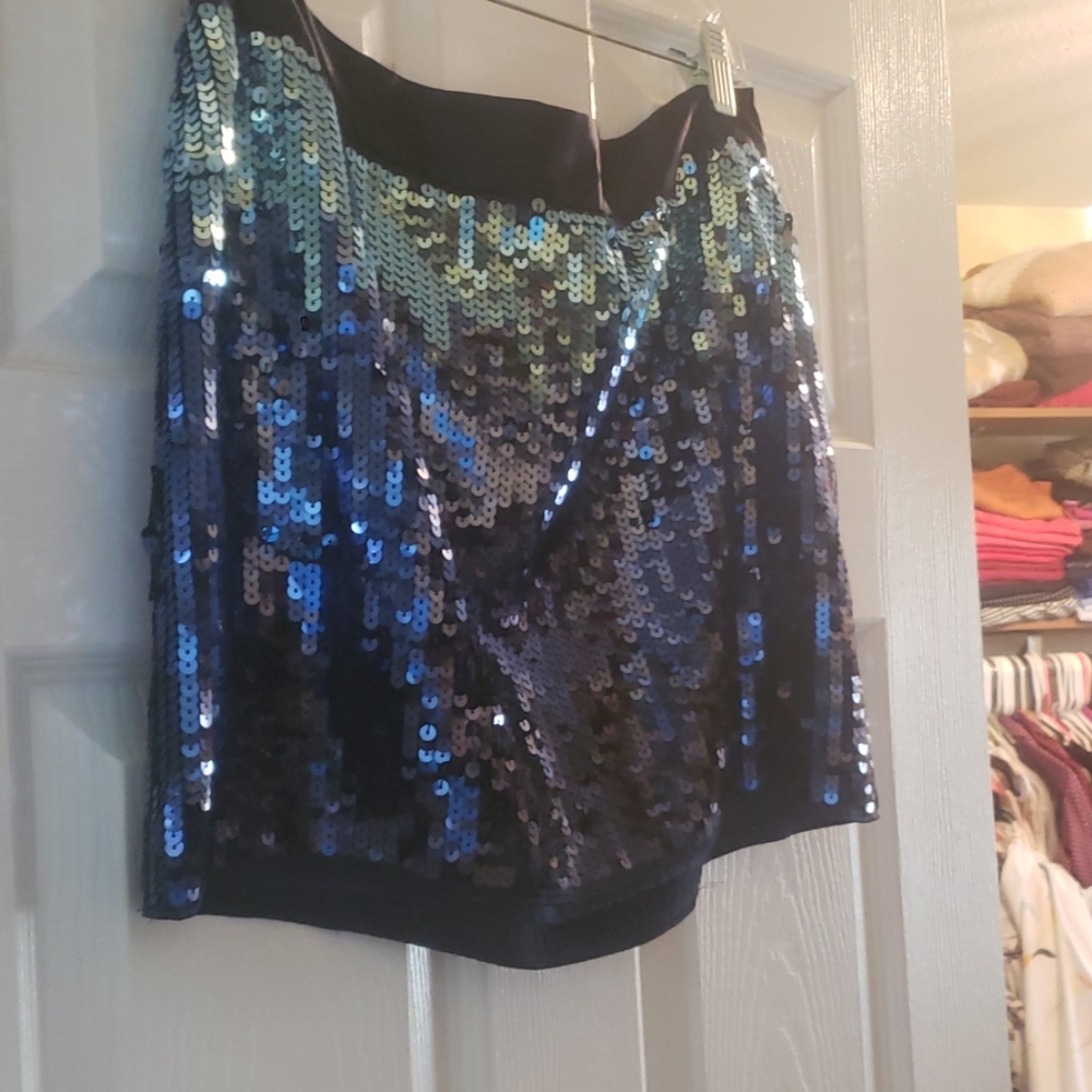 Express ombre blue sequin skirt